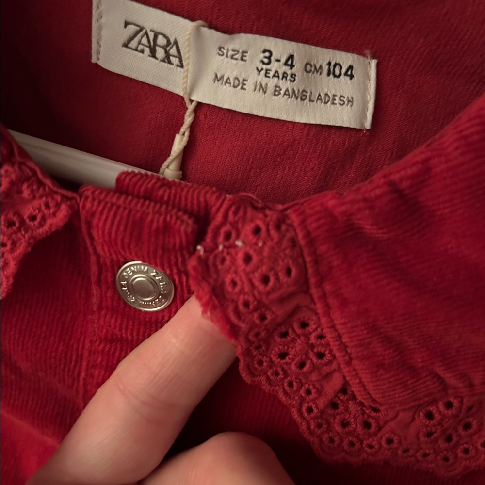 Zara red corduroy holiday Christmas dress 3/4y - Picture 5 of 6